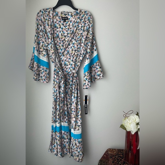Room Service Gray Geometric Multi-Color Robe Size Small/Medium - Picture 5 of 7